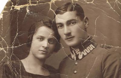 Old damaged photo before restoration