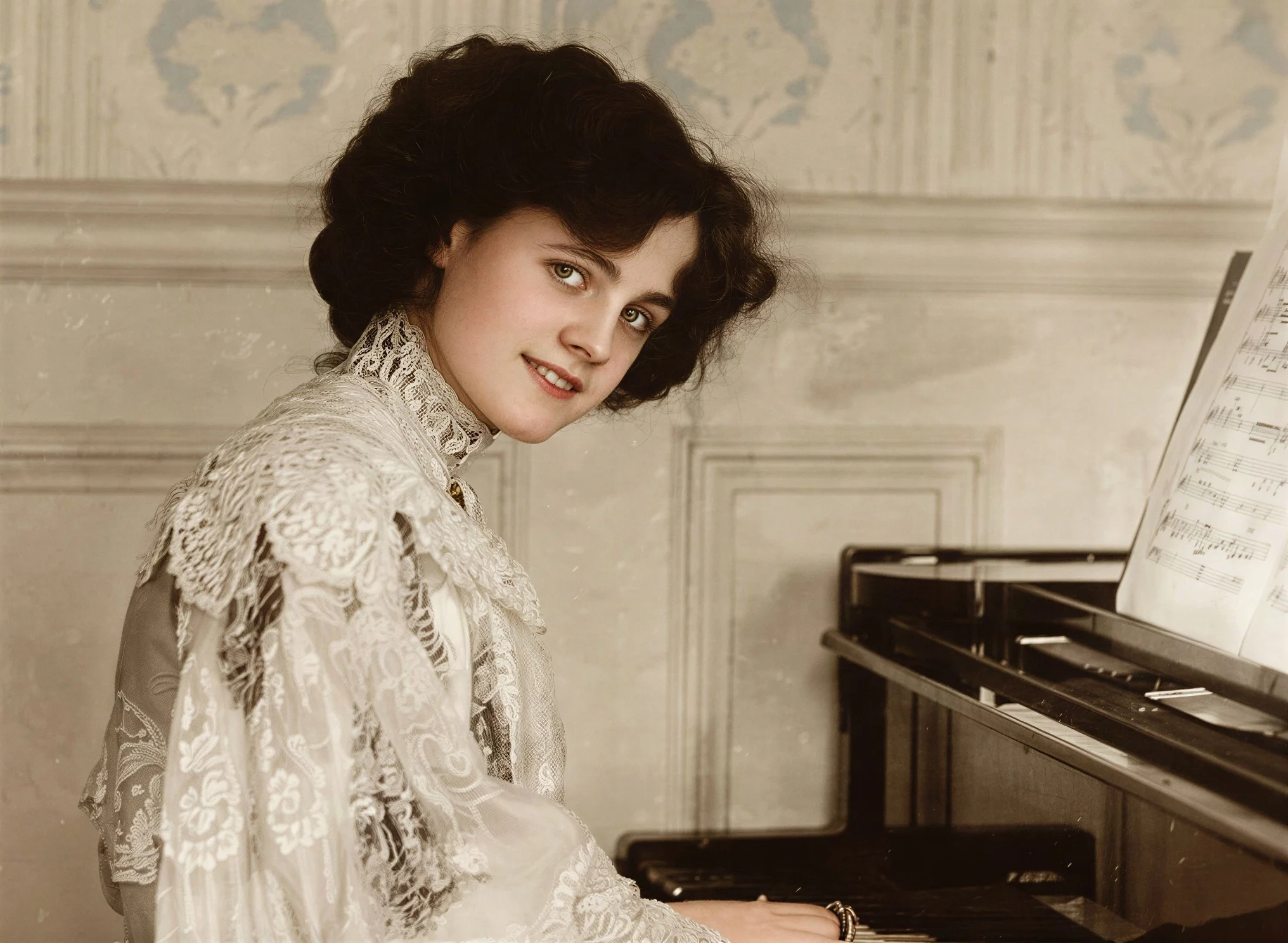 A sepia photo turned into a color photo