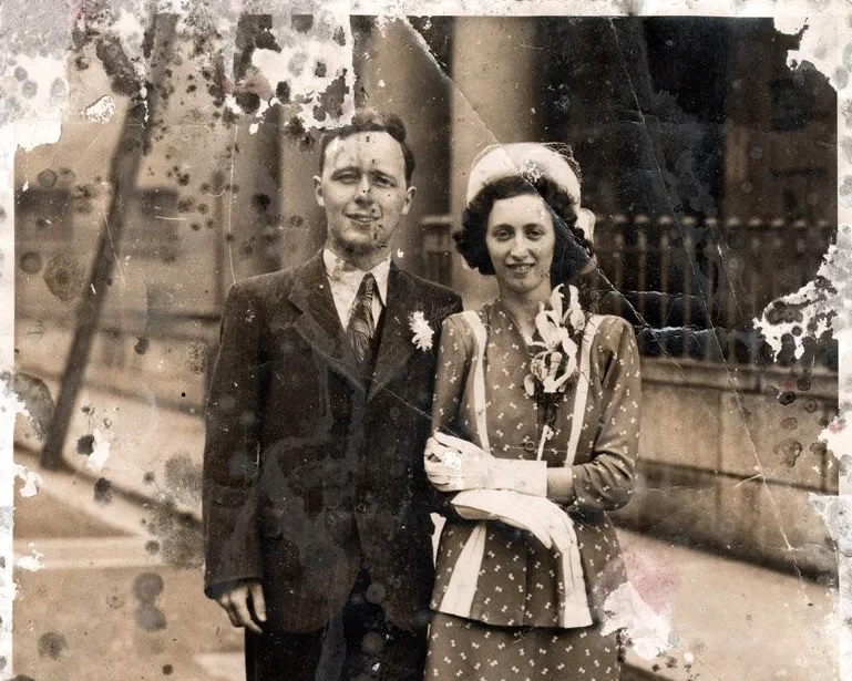 Remove Water Damage & Stains from Old Photos - Before